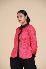 Black Collared Face Printed Shirt - Image 3