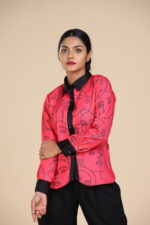 Black Collared Face Printed Shirt - Image 4
