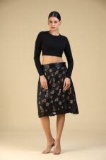 Black n Beige Cut Design Skirt - Image 2