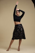 Black n Beige Cut Design Skirt - Image 5