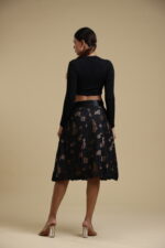 Black n Beige Cut Design Skirt - Image 4
