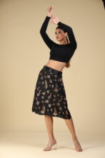 Black n Beige Cut Design Skirt - Image 3