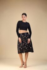 Black n Beige Cut Design Skirt
