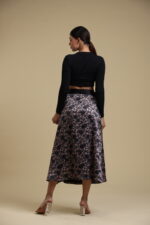 Black N Nude Floral Print Glossy Skirt - Image 4