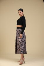 Black N Nude Floral Print Glossy Skirt - Image 3
