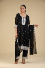Russian Silk White Embroidered Suit Set - Image 2