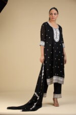 Russian Silk White Embroidered Suit Set - Image 3