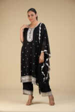 Russian Silk White Embroidered Suit Set - Image 4