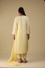 Butter Yellow Self Thread Worked Sequenced Russian Silk Pakistani Salwar Suit Set