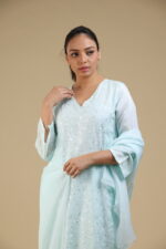 Mint Self Thread Worked Sequenced Russian Silk Pakistani Salwar Suit Set