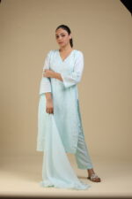 Mint Self Thread Worked Sequenced Russian Silk Pakistani Salwar Suit Set