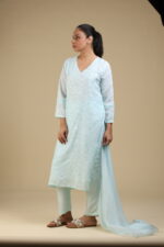 Mint Self Thread Worked Sequenced Russian Silk Pakistani Salwar Suit Set
