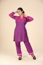 Pink N Purple Shaded Kurthi Set - Image 4