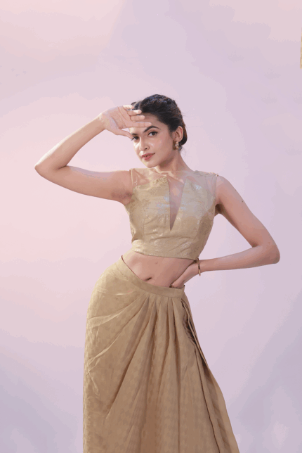 Crop Top Floral Golden Foil